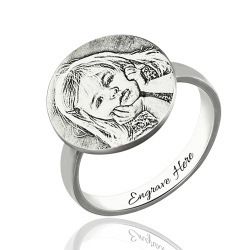 Amxiu Nach Familie Foto 925 Sterling Silber Ring Gravieren Namen Ringe Für Frauen murmeln Personalisierte DIY Bild Schmuck: 13 / Blau