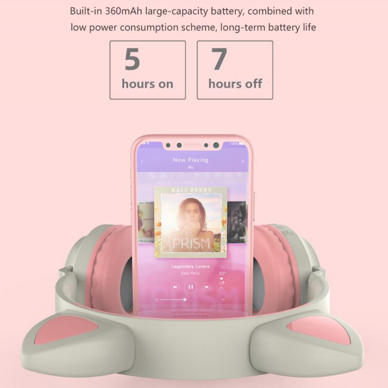 Cat Ear Wireless Headphones - Bluetooth 5.0 - Hifi Stereo Music Headset with Mic - Active Noise Cancelling