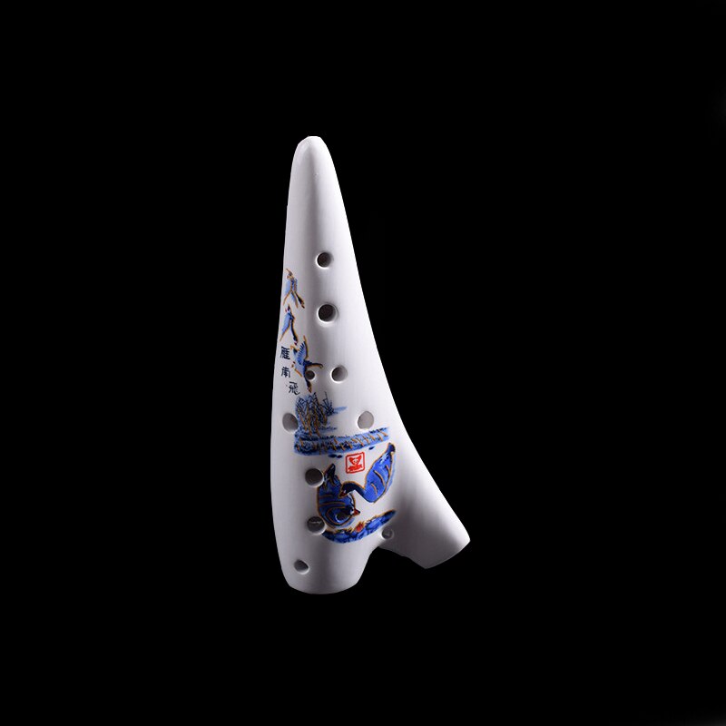 Flûte Ocarina Alto C, 12 trous, motif de Style chinois, céramique blanche pour débutant