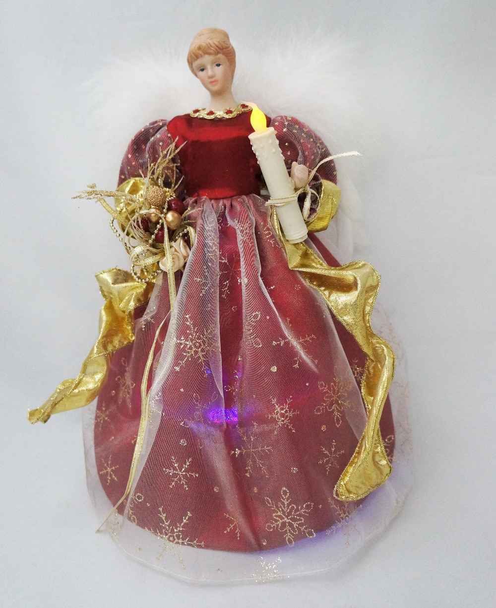 Cosette Christmas Light Angel Tree Topper Porcelain Doll Timed Ornament 12 Inches (30 CM height)