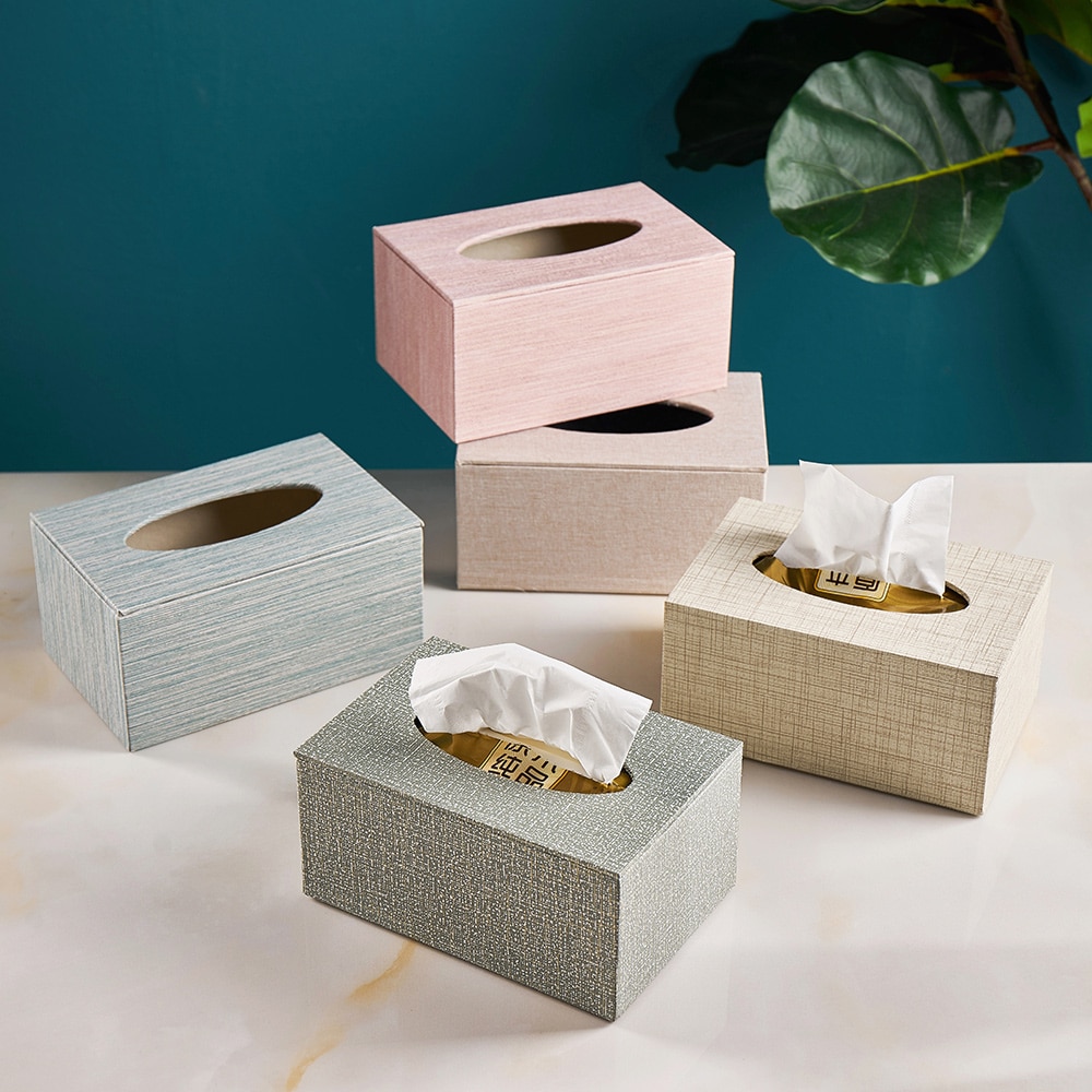 Scandinavische waterdichte tissueboxen kameraccessoires woonkamer salontafel servet papier leer textuur tissuebox