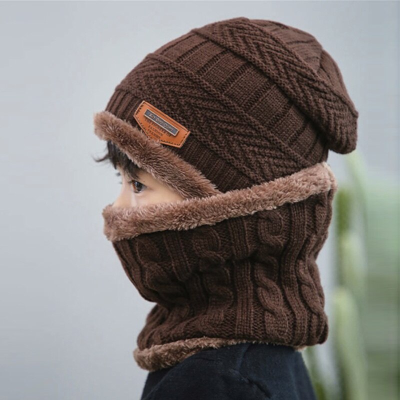 PatPat Winter 2-piece Baby Warm Knitted Fleece Hat and Scarf Accessories For 3-7 Years Old: Khaki
