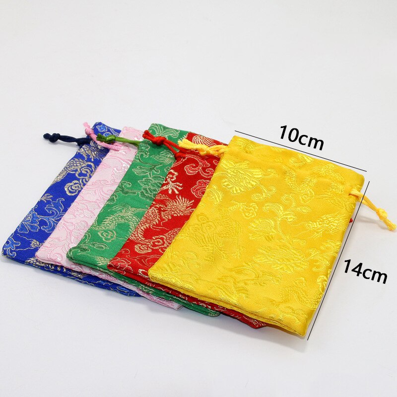 Zijde Sieraden Opbergtas Pouch Tas Kleine Satijnen Portemonnee Chinese Brocade Geborduurde Trekkoord Bag Voor Ring Sieraden
