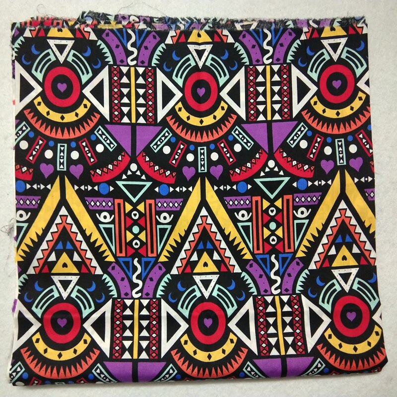 ViaPhil-tela estampada de tótem abstracto de estilo africano, tejido de tela de África de retales para vestido y decoración del hogar, 100% de algodón: purple