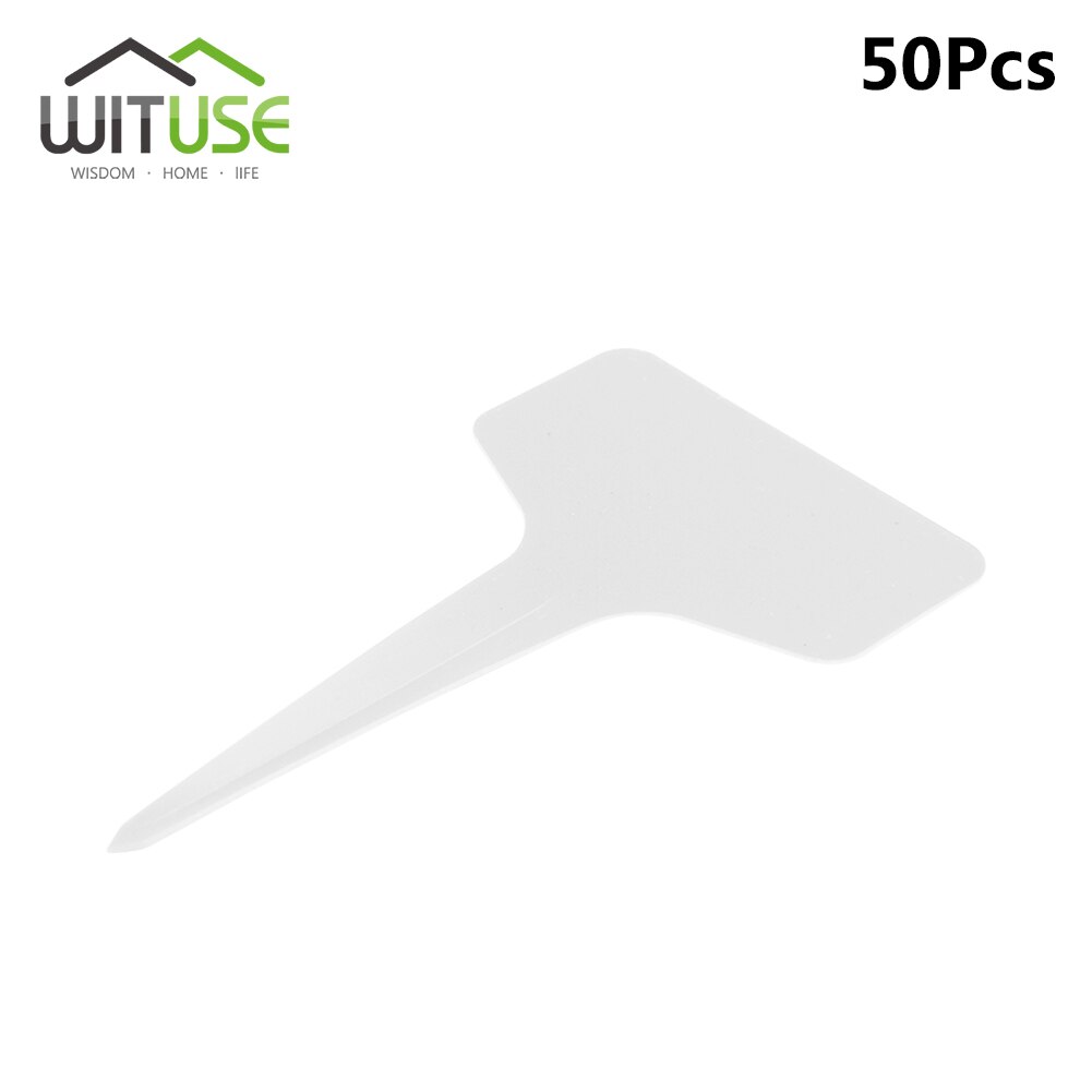 Etiquetas impermeables para vivero, tipo T, cinta de 3 tipos de plástico, para flores y plantas gruesas, bandeja, Mark para herramientas de jardín, 50/100 Uds.: T-type White
