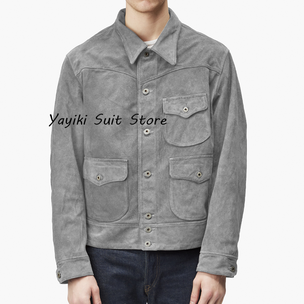 Man Coats for Men Men's Suede Jacket in Coats and Jackets for Suit Mens Suits Luxury Man Coat Blazers Male & ، Full: XXXL / GRAY