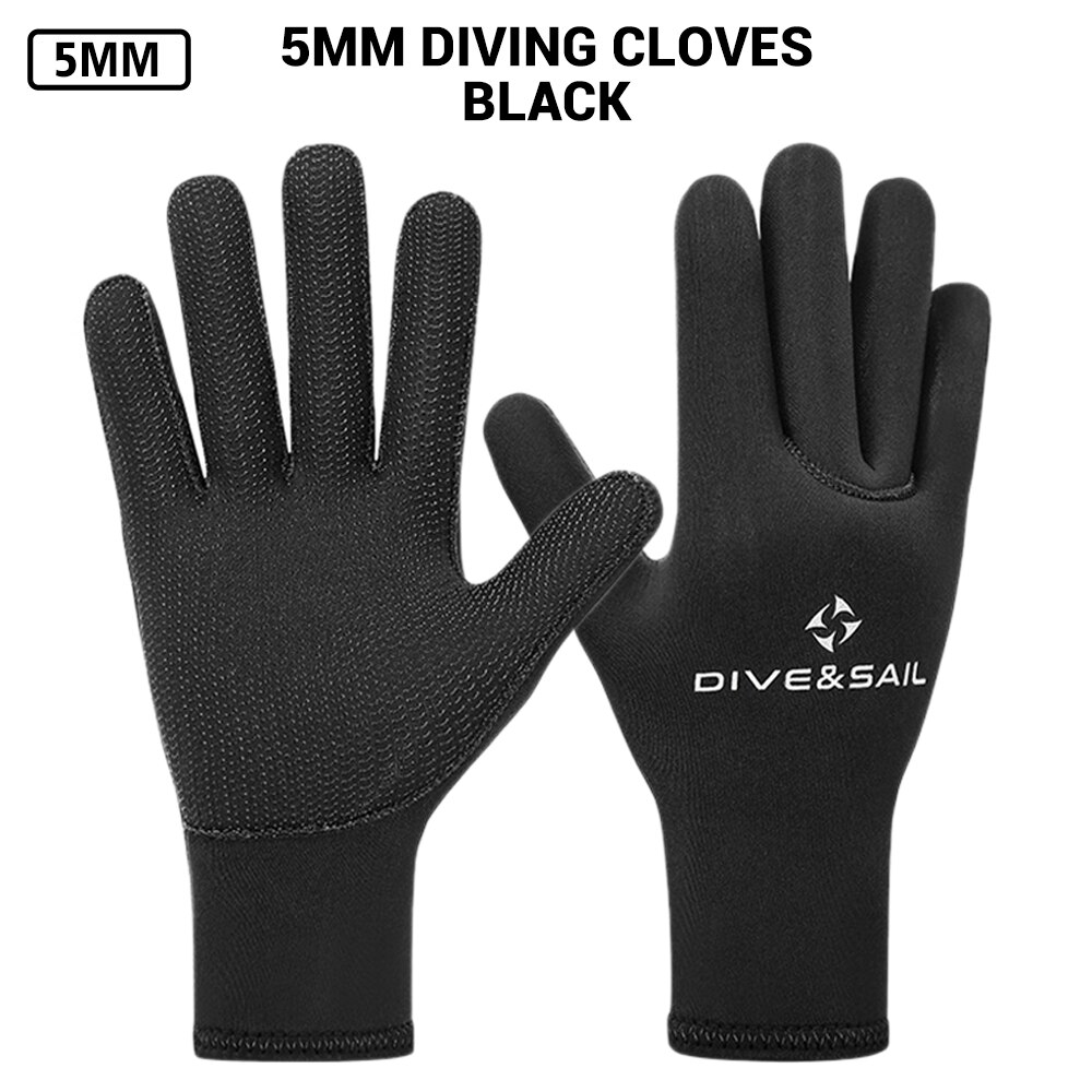 Gants de plongée en néoprène, équipement de natation, pour Kitesurf, pêche sous-marine, 5mm, 2mm, 3mm: D548001N BK 5MM / L