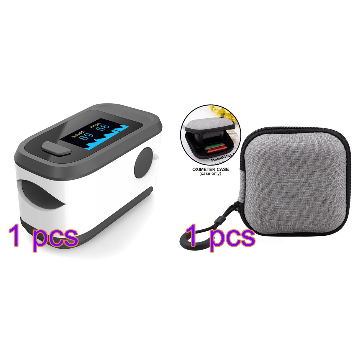 Klar lager 1pc blod ilt monitor finger puls oximeter ilt saturation monitor hurtig uden batteri: A3