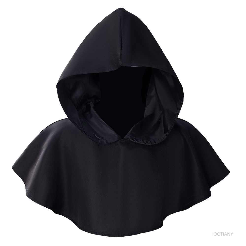 Halloween cloak, death, wizard, priest, monk, short cloak, medieval, retro, for men and women, festival, role-playing, long pointed hat, hooded cloak