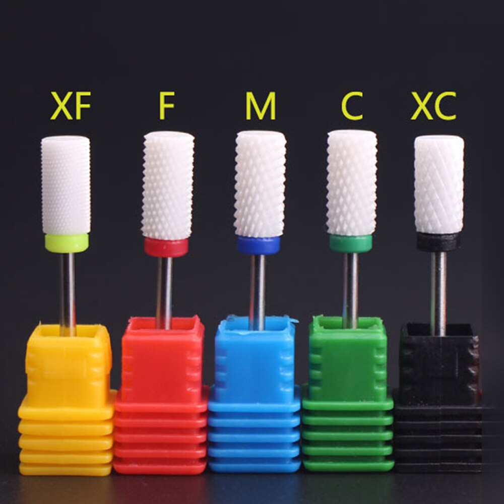 5 pièces tête de polissage des ongles cylindrique tête plate ongles meuleuse électrique accessoires spéciaux outil de tête de meulage Kit de forage en céramique