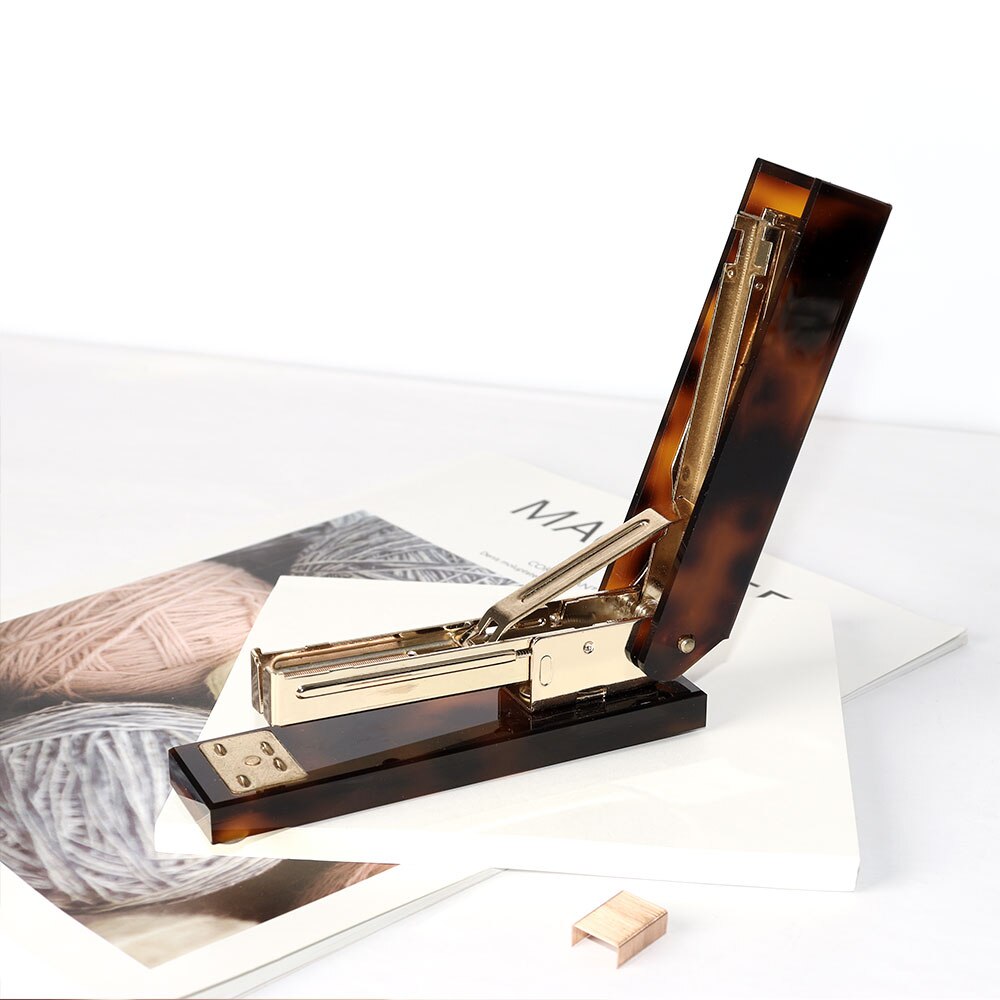 Acrylic Tortoise Shell Desktop Stapler Leopard Desk Accessories Print Book Binding Stapler