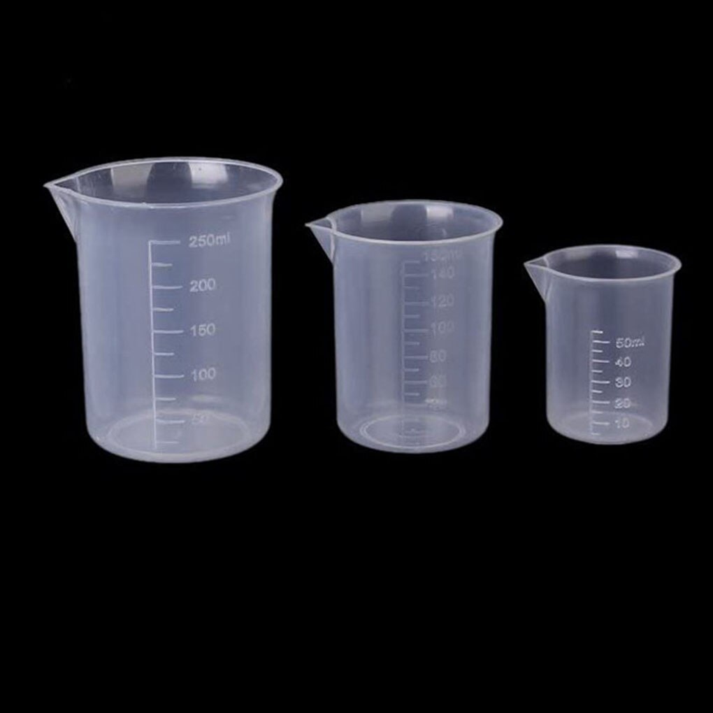 3Pcs/Set 50ml /150ml /250ml Clear Plastic Graduated Measuring Cup For Baking Beaker Liquid Measure JugCup Container Kitchen Tool