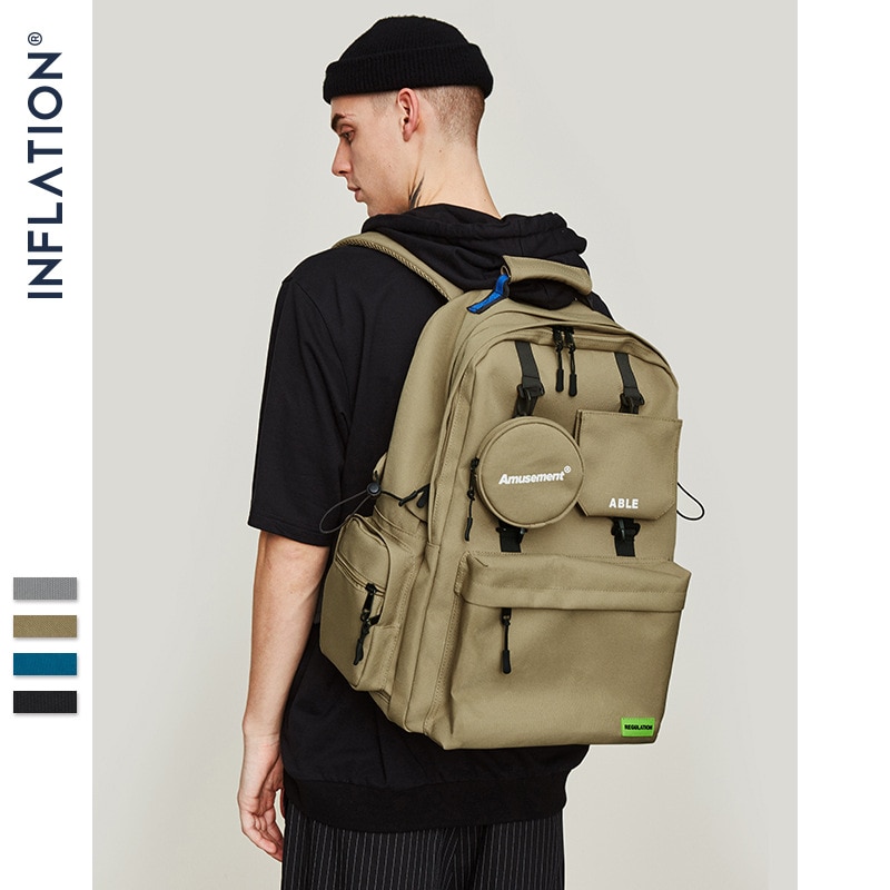 Mochila para hombres con inflación, bolso de hombro , mochilas de viaje a la para hombre, mochila de estilo urbano a la , mochilas para ordenador portátil, color sólido 205AI2018
