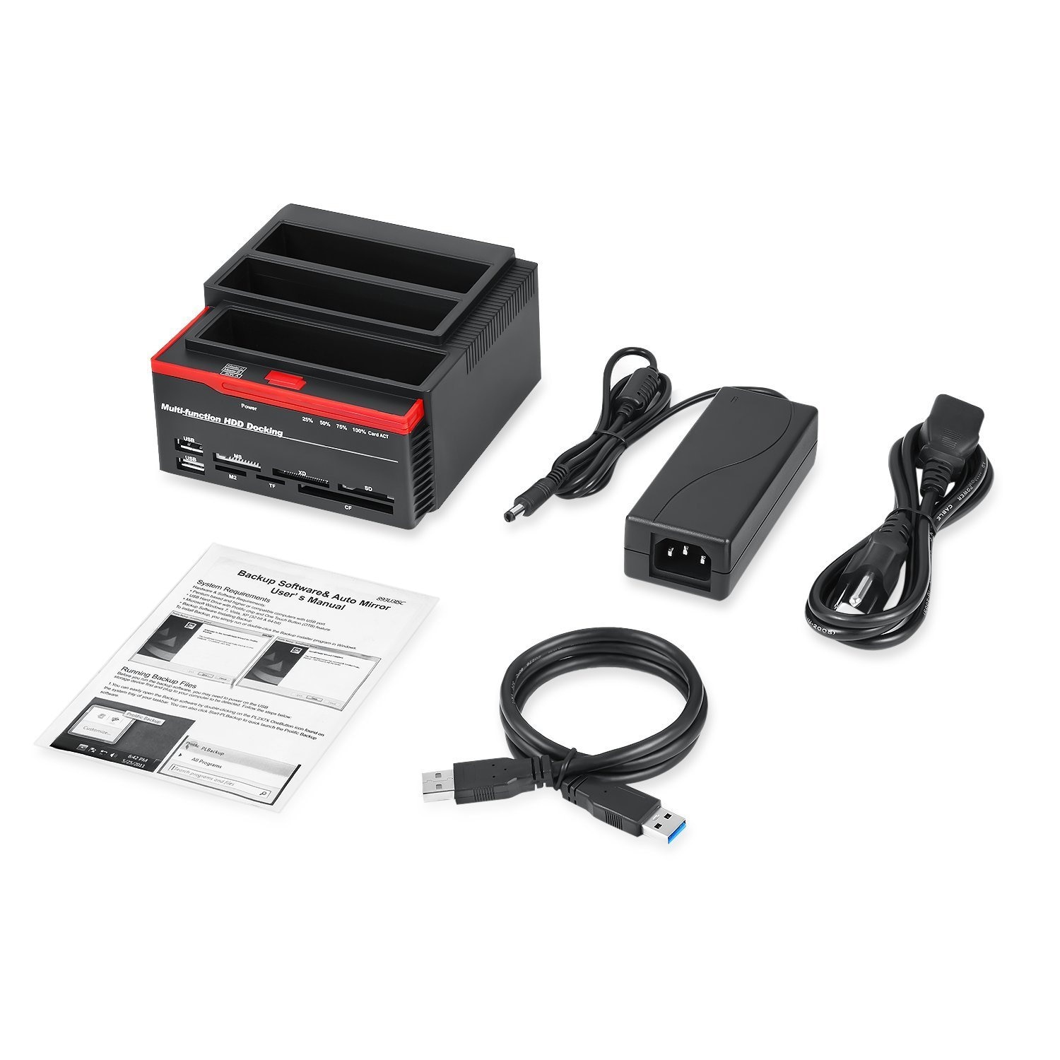 2.5 &quot;/3.5&quot; Usb 3.0 Naar 2 Sata Poorten 1 Ide Poort Externe Hdd Harde Schijf Disk Docking station Kaartlezer USB3.0 Hub Met Otb/Otc