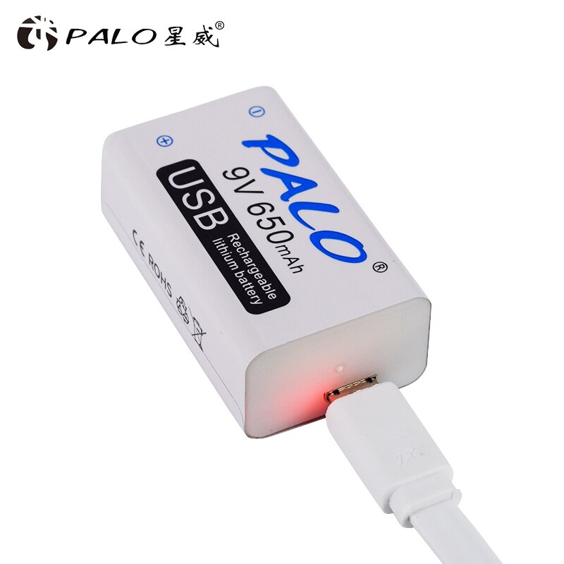 PALO micro USB 9V Lithium Rechargeable Battery 650mAh 6F22 9V li-ion battery for RC Helicopter Model Microphone Toy batteries