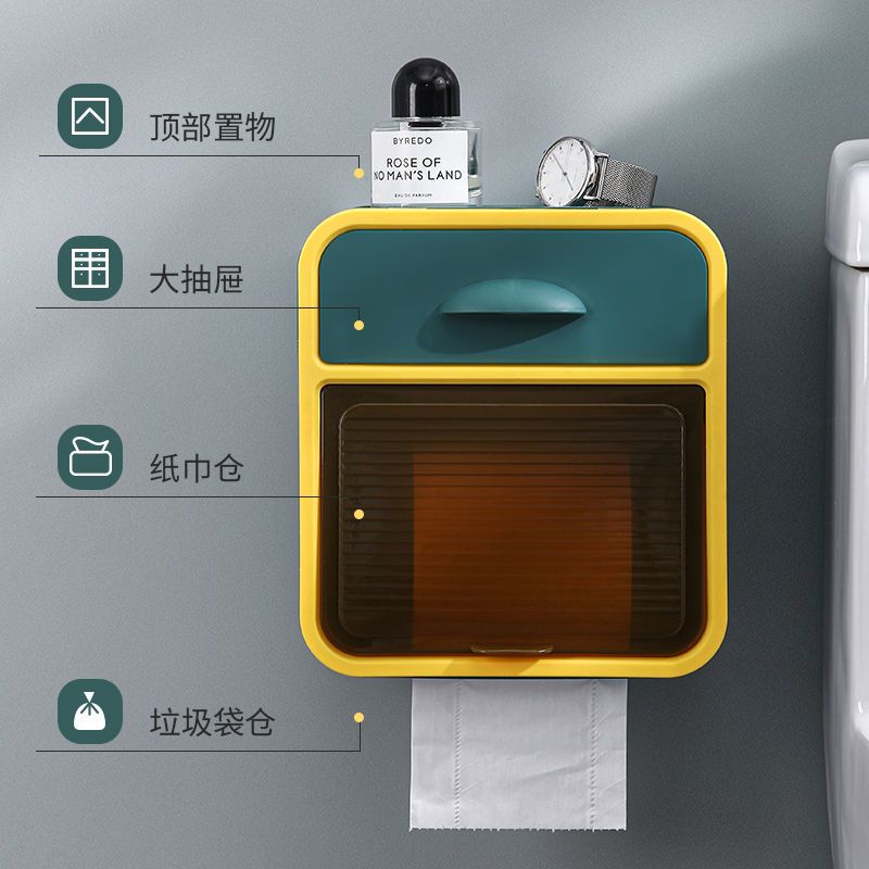 Caixa de tecido higiênico caixa de papel de bombeamento de parede prateleira sem perfuração caixa de armazenamento à prova dwaterproof água guardanapo caixa de papel colocar caixa de papel