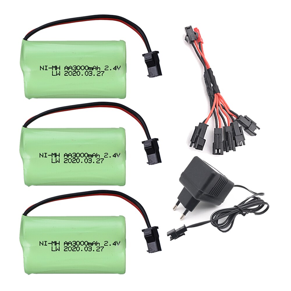 2.4 V 3000 Mah NI-CD Oplaadbare Batterij Met Lader Set Aa 2.4 V Batterij 3000 Mah Voor Afstandsbediening speelgoed Elektrisch Speelgoed: 3pcs EU 5in1