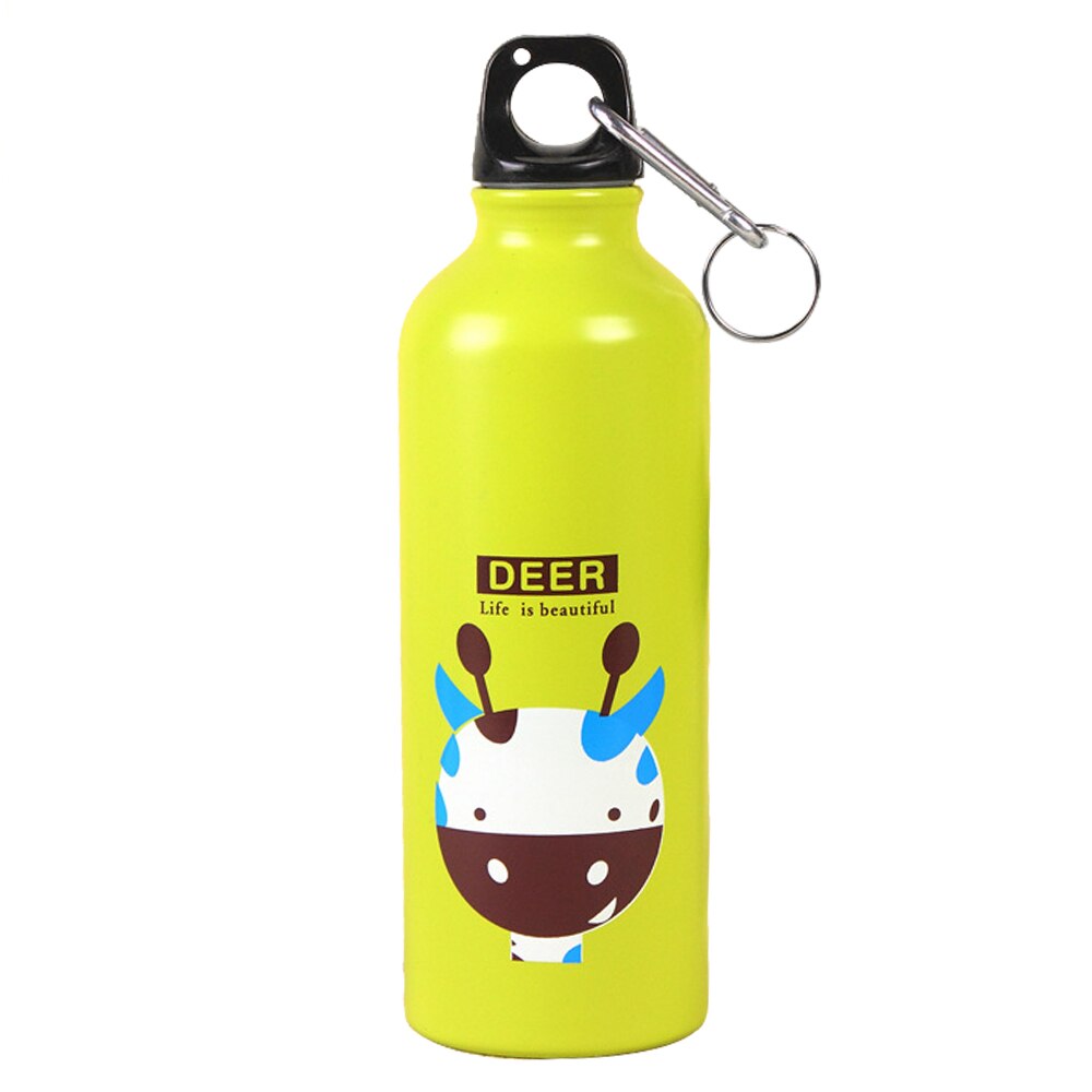 Vandflaske climping vandreture udendørs dyr tegneserieflaske til vandrejsekop bærbar praktisk aluminium 500ml: Hjort