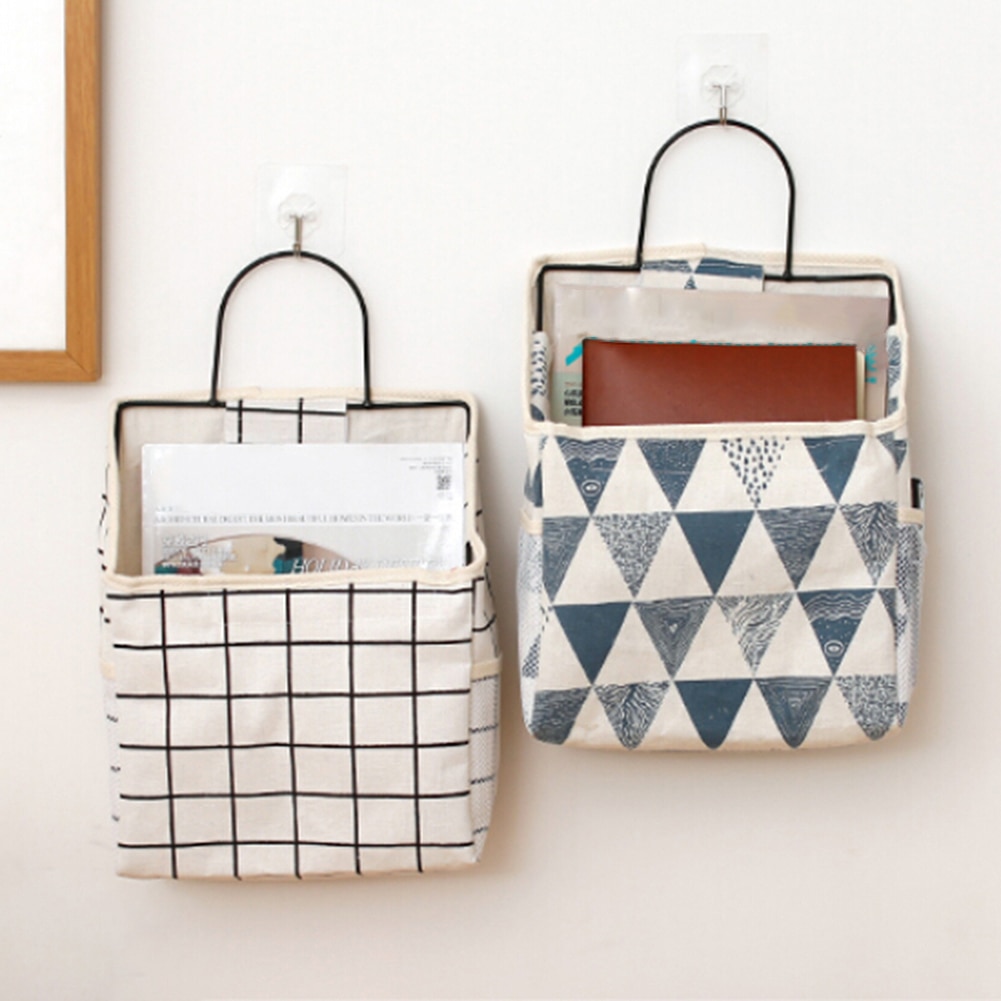 Wall Hanging Storage Bag Book Magazine Phone Holder Pouch Organizer with Hook Jewelry Organizer Home Office Container