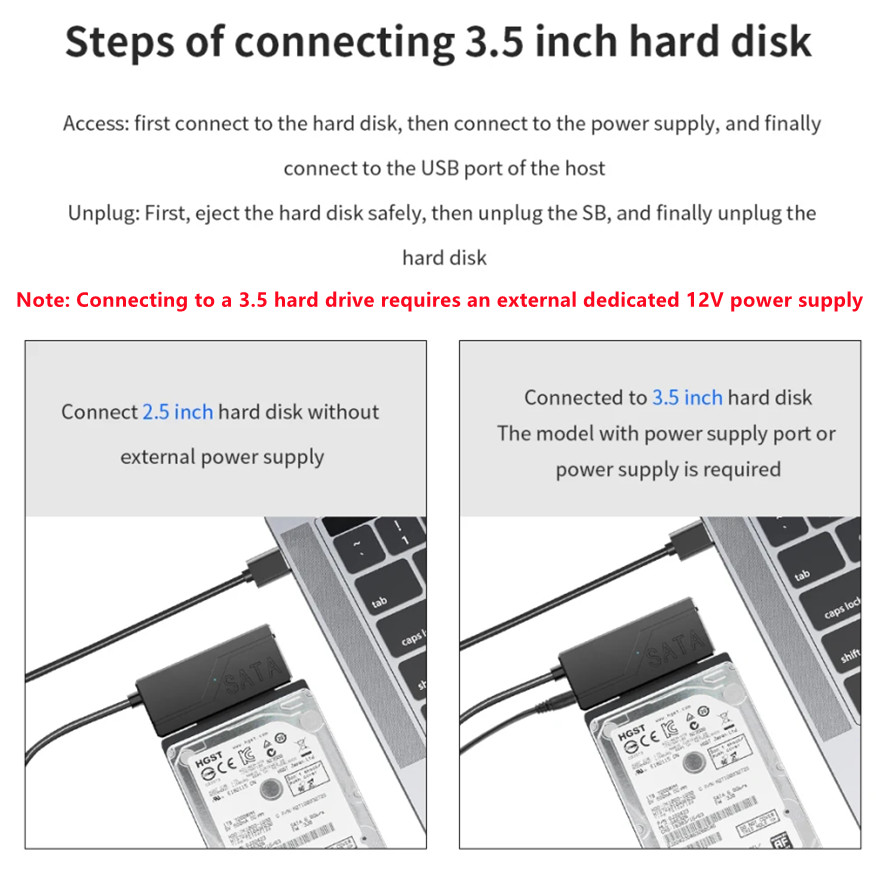SATA naar USB 3.0-kabel Tot 5 Gbps USB 3.0 naar Sata III-kabel voor 2,5/3,5 inch externe HDD SSD harde schijf SATA 3 22-pins adapter