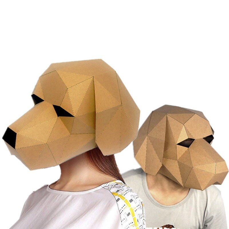 Mascarilla de papel moldeado de Origami, máscara facial completa hecha a mano, creativa, divertida, para fiestas de baile, accesorios de cámara, Juguetes