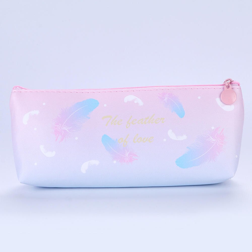 Estuche de lápices de plumas Kawaii, bolsa organizadora de soporte para lápiz de gran capacidad con cremallera para estudiantes, caja de lápices para Colegio, suministros: B