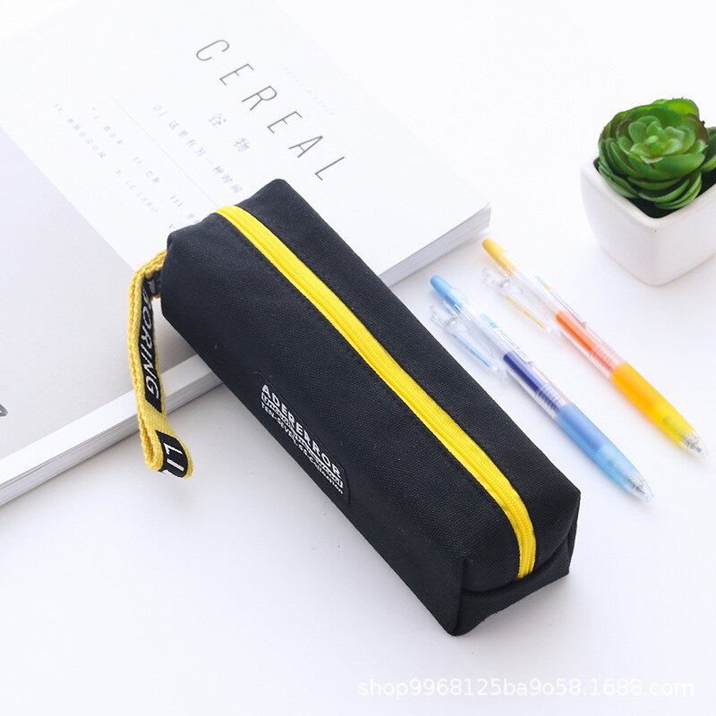 Pencil Case Simple Style Zipper Pencil Bags Pen Holders School Supplies Stationery Pencil Box for Boys or Girls: Black