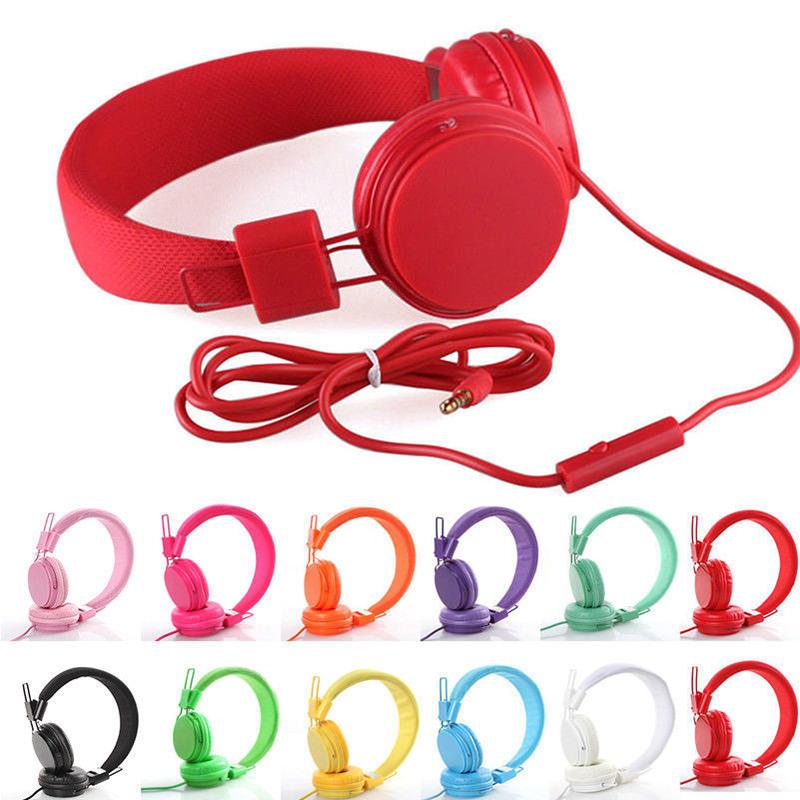 Ostart Foldable Kids Wired Headband Adjustable Earphone Headphones with Mic Stereo Bass gaming Music Calling Phone Call