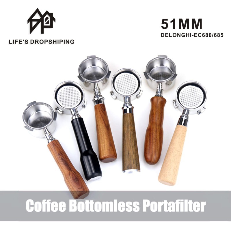 Koffie Bodemloze Filterhouder Voor Espresso 51Mm Voor Delonghi EC685 EC680 Koffie Naakt Bodemloze Filterhouder Koffie Accessoires