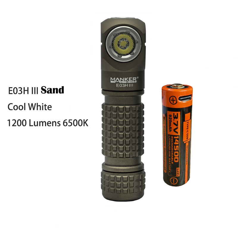 Manker E03H III 1200 lumen 14500 / AA-koplamp: Rood