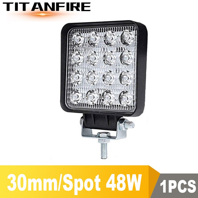 Foco LED DS 4x4/foco reflector 9-30V coche 48W 6000LM 64W 8000LM Barra de luz Led todoterreno vehículo SUV coche 12V 24V 6000K: 48W 1Pcs Spot