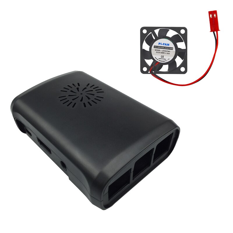 lampone pi 3 Modello B + (B più) custodia ABS Scatola di Plastica Nero Bianco Trasparente Borsette + Ventola Di Raffreddamento compatibile per lampone pi 3: nero con Fan