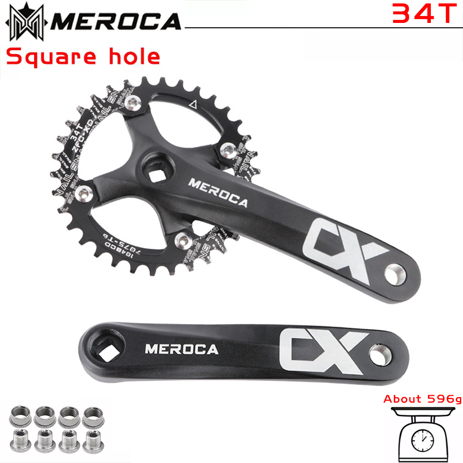MEROCA Bicycle Crank Chainwheel 104BCD MTB Bike Crankset Aluminum Alloy with Bottom 170mm Crank Black 32/34/36/38/40/42T Plate: Red