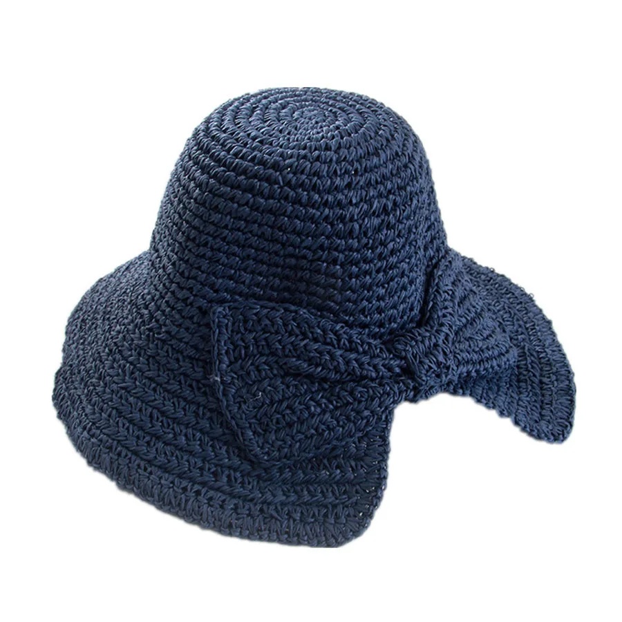 Hopfällbar stråhatt solhatt med liten brätte strandsandstrand fiskare fjärilshatt solskyddskeps sommar anti-uv-hatt: Lemlästa