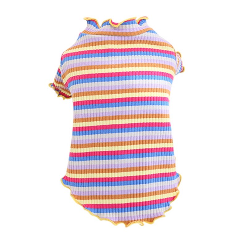 Kesäeläimet tshirt pentu koiran vaatteet raidallinen lemmikkiliivi puuvilla t paita mopsi chihuahua t paita puvut koiran vaatteet pienille koirille*: A / S