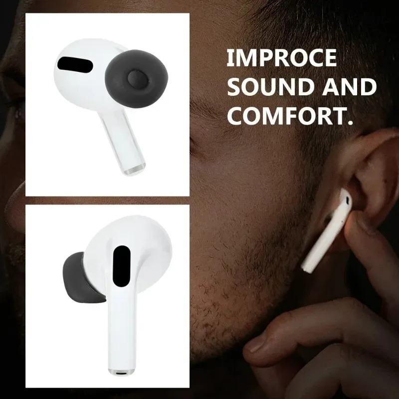 Replacement in-Ear Earplugs for Apple AirPods Pro 1st 2nd Protector for Earphone Soft Silicone Eartip Earbuds Cap S/M/L Black