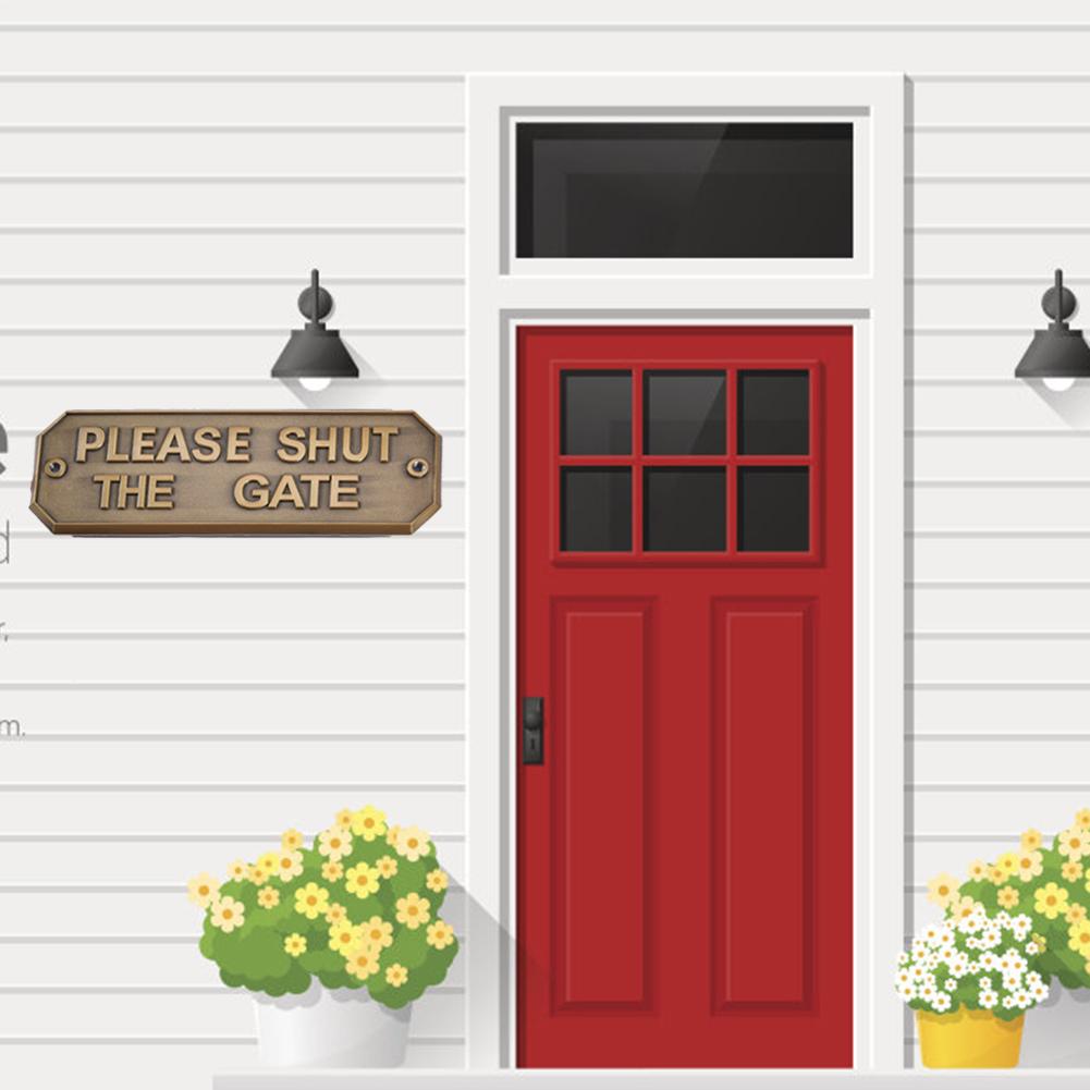 3 Colors Stainless Steel Warning Sign Hanging Card Hardware Gate Brass Door Sign Antique Brass Gardening Home Warning Sign