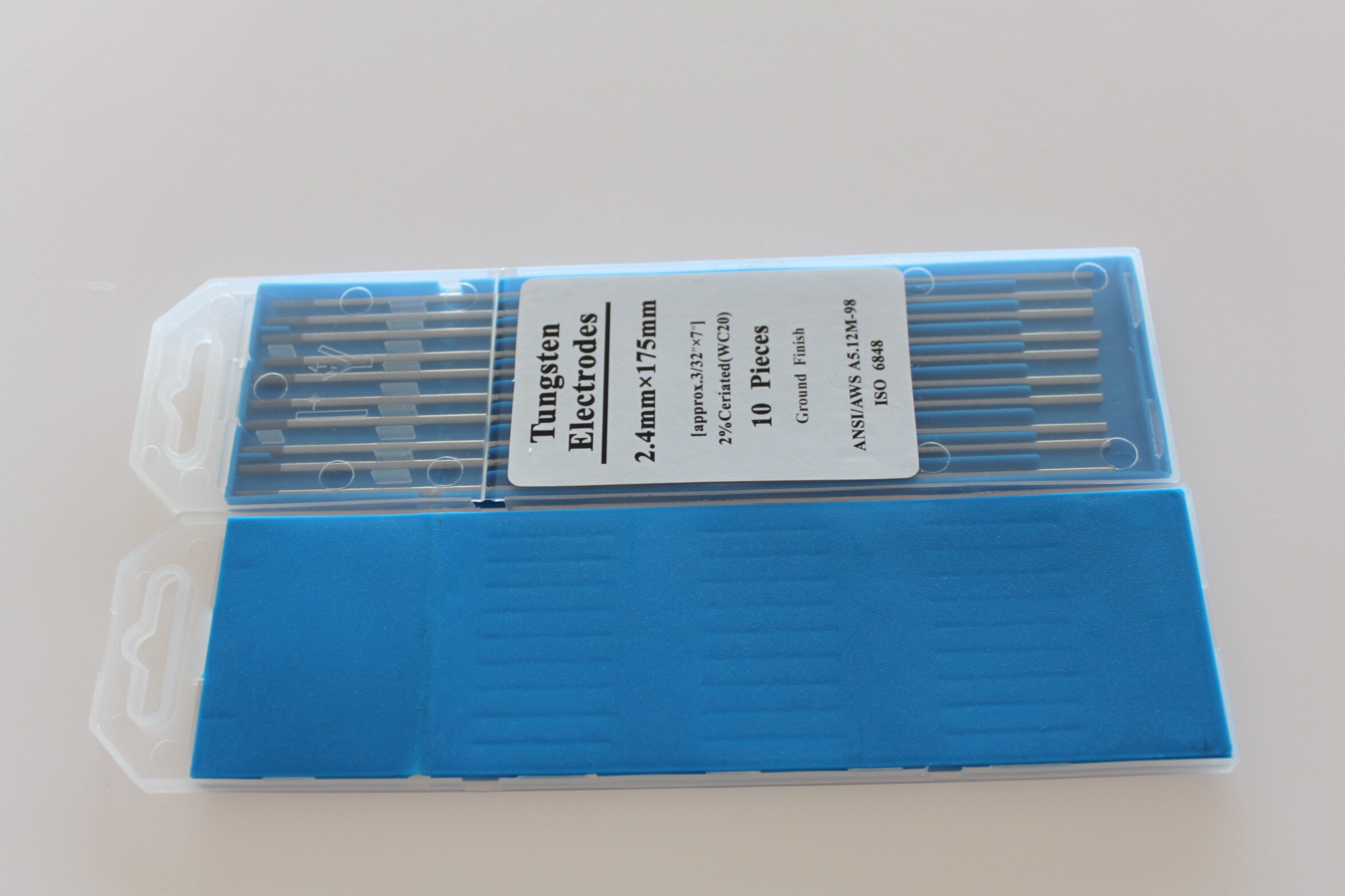 Electrodo de tungsteno de cerio WC20, varillas y barra de soldadura de cerio 2%, 1,0, 1,6, 2,0, 2,4, 3,0, 3,2mm x 150MM, 10 unids/caja