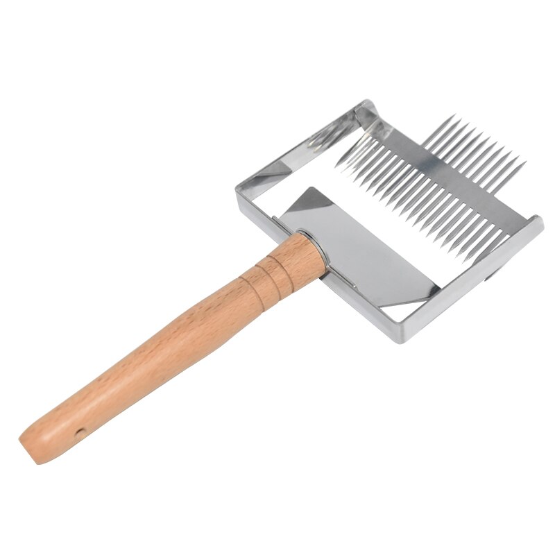 Beekeeping Tools Uncapping Fork Scraper Honey cutter Honeycomb Scraper 23 pin Wooden Handle beehive Shovel knife Equipment: Default Title