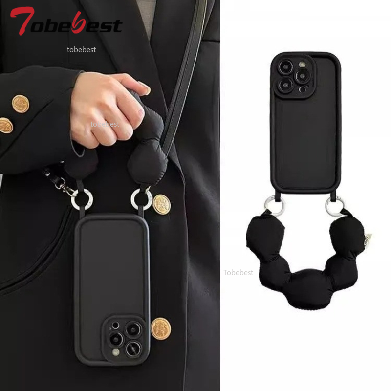 Sødt håndholdt polstret bomuldsarmbåndsetui med lanyard til xiaomi 15 14 ultra 14t 13 12 11 10 pro lite 4g 5g cover