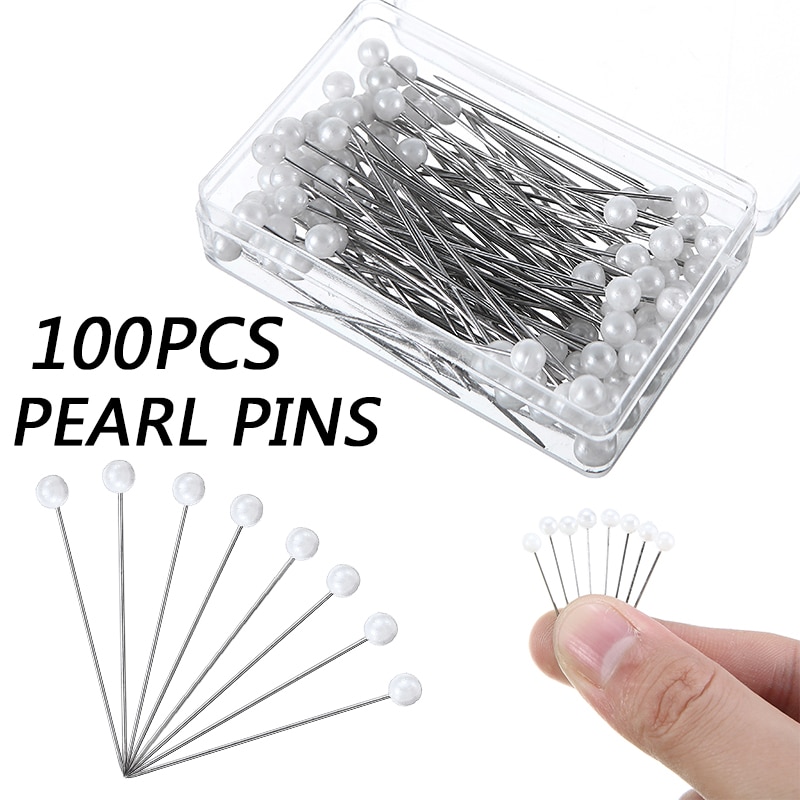 100 Stks/doos 3.7Cm Ronde Hoofd Pearl Pins Voor Diy Maken Jurk Bruidsboeket Naalden Jurk Naaister Corsage Bloemist Ambachten pin
