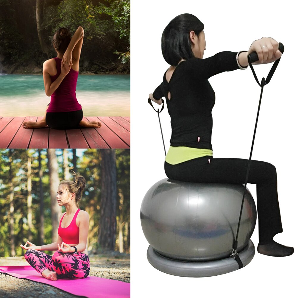 Exercise Stability Yoga Ball with Stability Base Resistance Bands for Gym Home Office Flexible Fitness Seat Balance Ball