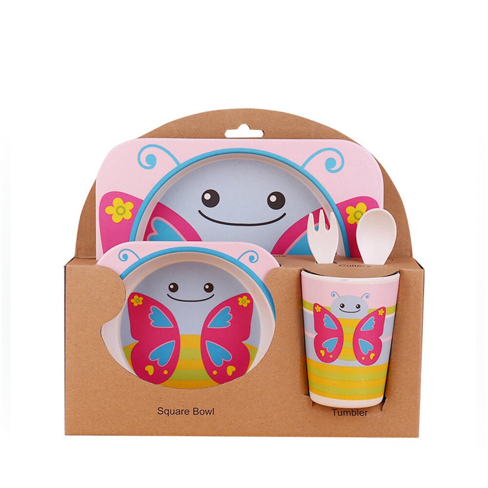 5 pièces/ensemble plats bébé alimentation enfants vaisselle bébé nourriture plats enfants cuisine infantile alimentation bol assiette cuillère bambou vaisselle: PJ4036A6
