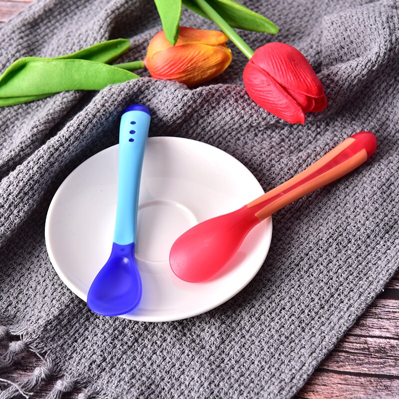 1pcs Baby Soup Spoon Safety Heat Sensitive Color Change Thermochromic Spoon