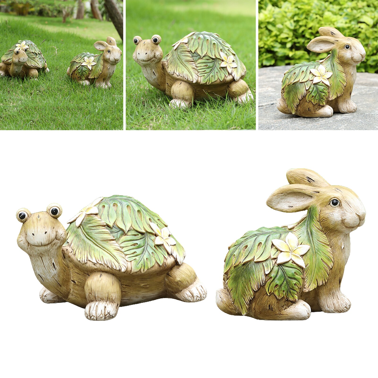 Cute Resin Garden Turtle Statue Outdoor Realistic Yard Lawn Pond Decor
