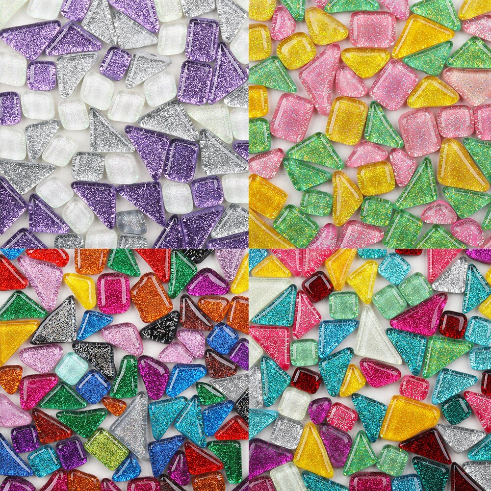 500Stck Unregelmäßige Mischte Farbe funkeln Mosaik Steine DIY Handgemachte Handwerk Wohnkultur
