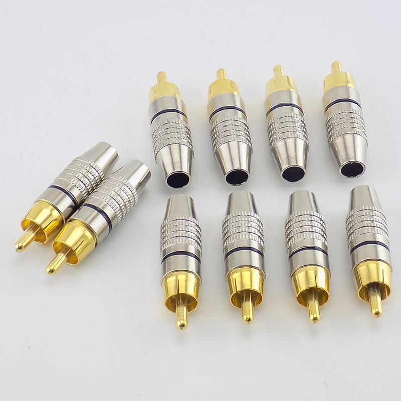 4 10 Stuks Rca Male Plug Connector Non Soldeer Av Audio Video Locking Cable Plug Adapter Solderness Voor Video Cctv camera Beveiliging