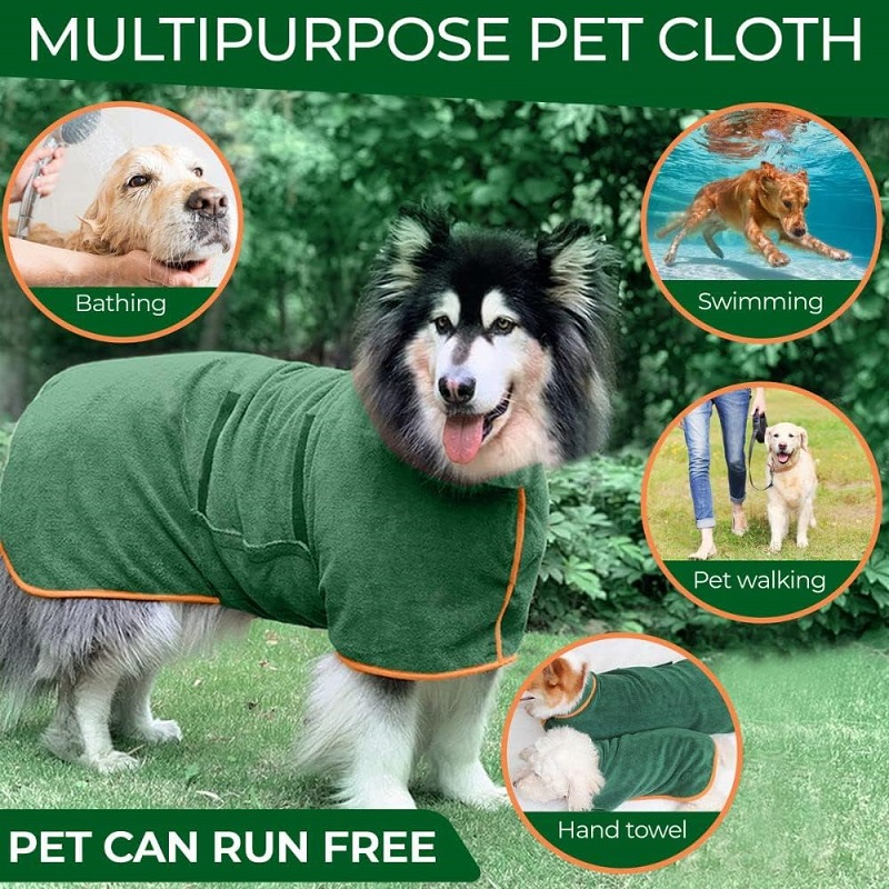 Peignoir De Bain Chien Microfibre - Taille XS - Serviette Absorbante Réglable - Funny