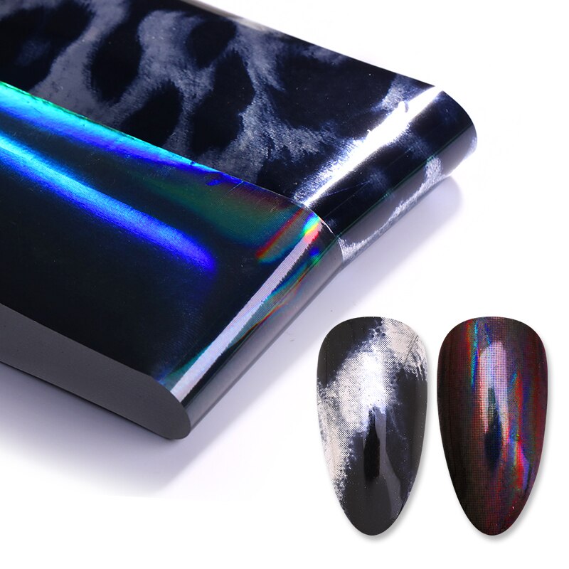 4*100 1 Roll Zwart Rood Spiegel Leopard Nail Folie Transfer Sticker Polish Nail Art Decoratie Mooie Patroon Nail arts