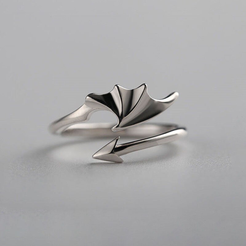 Charm Vrouwen Vleugels Ringen Metal Silver Kleur Romantisch Meisje Pterodactyl Ring Voor Partij Dames Mode Mannen Sieraden: WN910-8